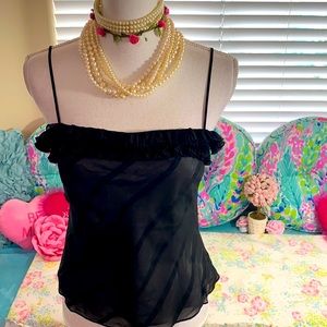 NEW! Ann Taylor black silk ruffle top